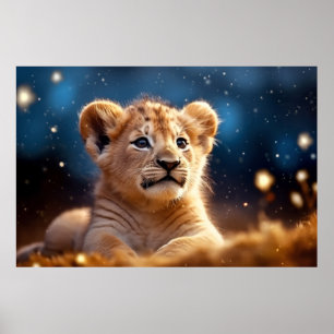 Poster Lion Cub Wild Tranquil Animal Pacífico