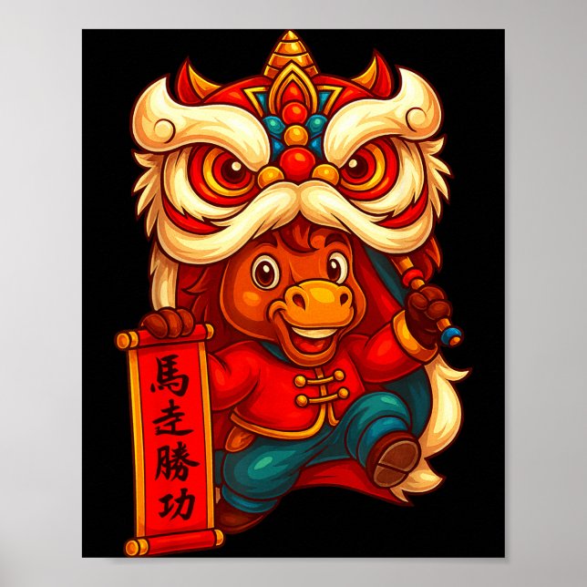 Poster Lion Dance Year Of The Horse Chinese New Year 2026 (Frente)