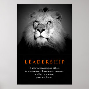Poster Lion de Liderança Motivacional de Tendência