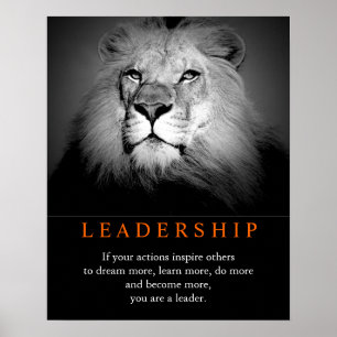 Poster Lion de Liderança Motivacional de Tendência