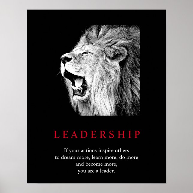 Poster Lion de Liderança Motivacional Exclusiva de Tendên (Frente)
