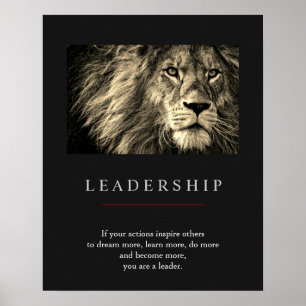 Poster Lion de Liderança Motivacional Exclusiva de Tendên