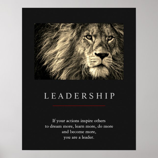Poster Lion de Liderança Motivacional Exclusiva de Tendên (Frente)