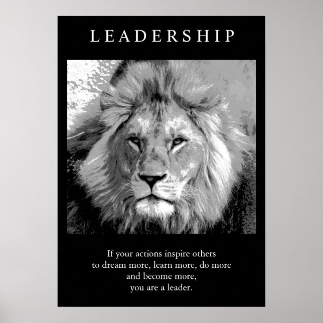 Póster Lion de Liderança Motivacional Trendy (Frente)