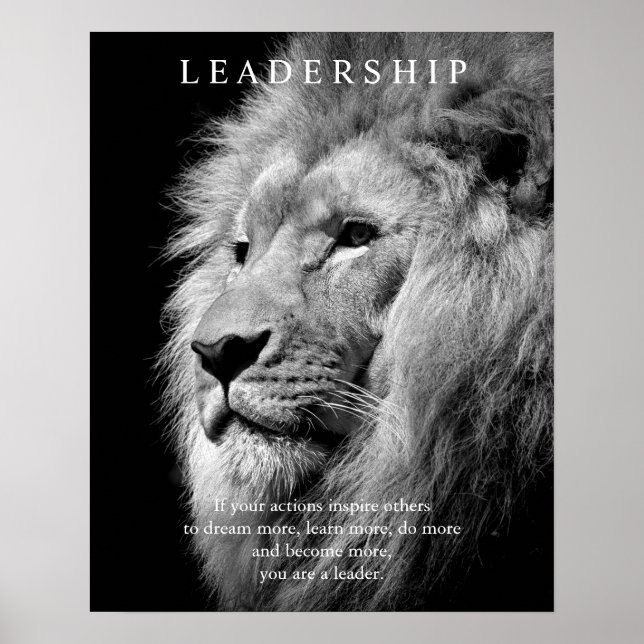Póster Lion de Liderança Motivacional Trendy (Frente)