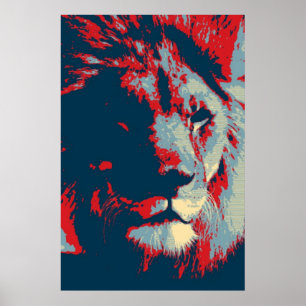 Poster Lion de pop Art
