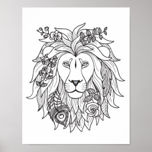 Poster Lion E Flores, Porodle 2