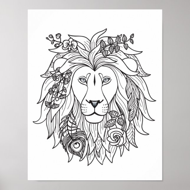 Poster Lion E Flores, Porodle 2 (Frente)