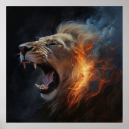 Poster Lion Feu