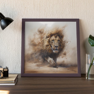 Poster Lion Modern Areia Selva Safari