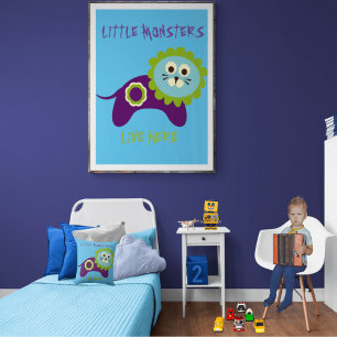 Poster Lion Pequenos Monstros Vivem Aqui