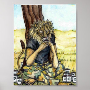 Póster Lion-poster de café
