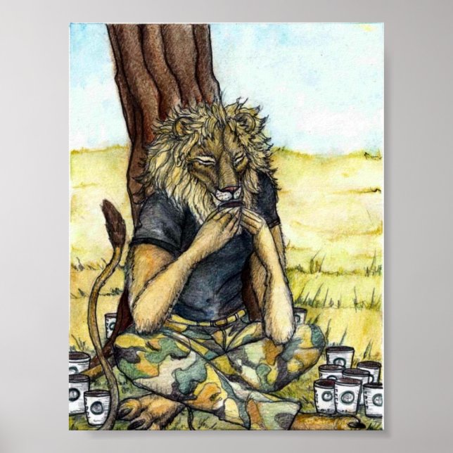 Póster Lion-poster de café (Frente)
