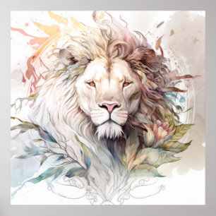 Poster Lion Retrait Animal Painting Willife Outdoor