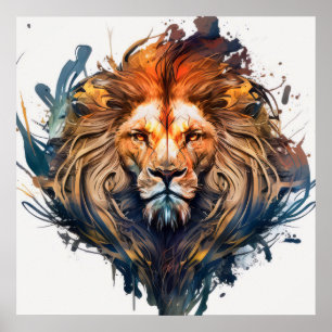 Poster Lion Retrait Animal Painting Willife Outdoor