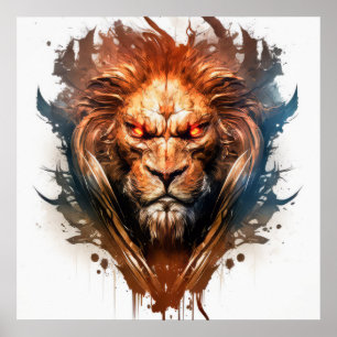 Poster Lion Retrait Animal Painting Willife Outdoor