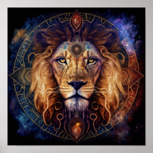 Poster Lion Spirit Mandala Arte Visionária