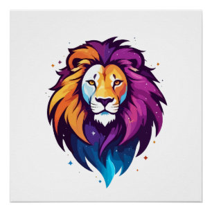 Póster Lion Vetor Art Animal Modern Urban City Graphic