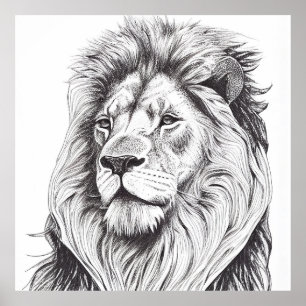 Poster Lion Wild Nature - Ilustração de Arte Animal