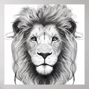 Poster Lion Wild Nature - Ilustração de Arte Animal