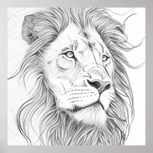 Poster Lion Wild Nature - Ilustração de Arte Animal