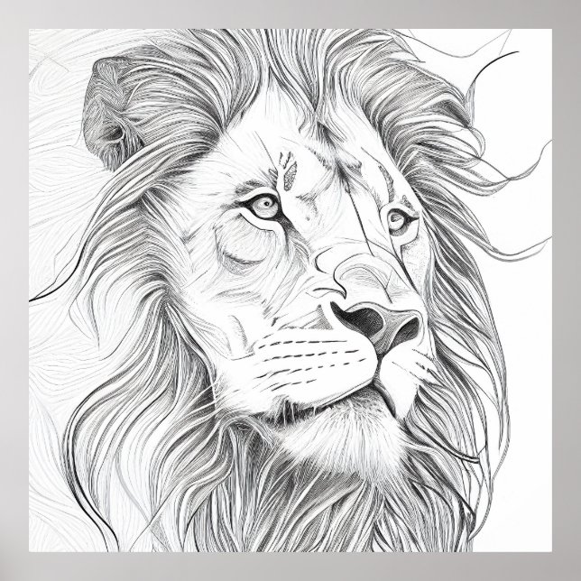 Poster Lion Wild Nature - Ilustração de Arte Animal (Frente)