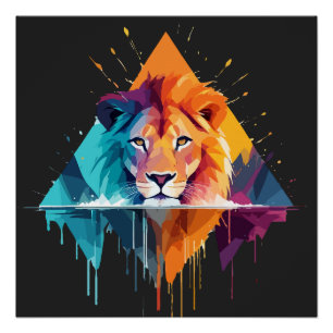 Póster Lion Willife Animal Nature Outdoor Watercolor