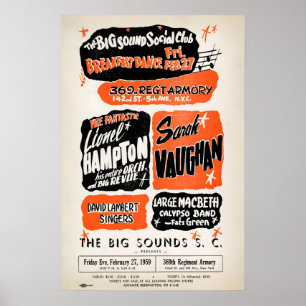 Poster Lionel Hampton - Sarah Vaughan pôster de jazz - Gr