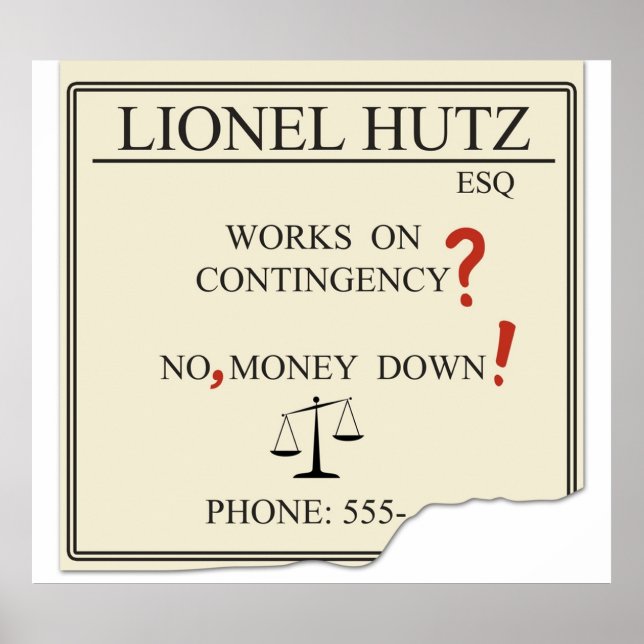 Poster Lionel Hutz - Sem dinheiro (Frente)