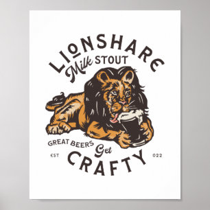 Poster Lionshare Milk Stout: Cervejas excelentes, Arranja