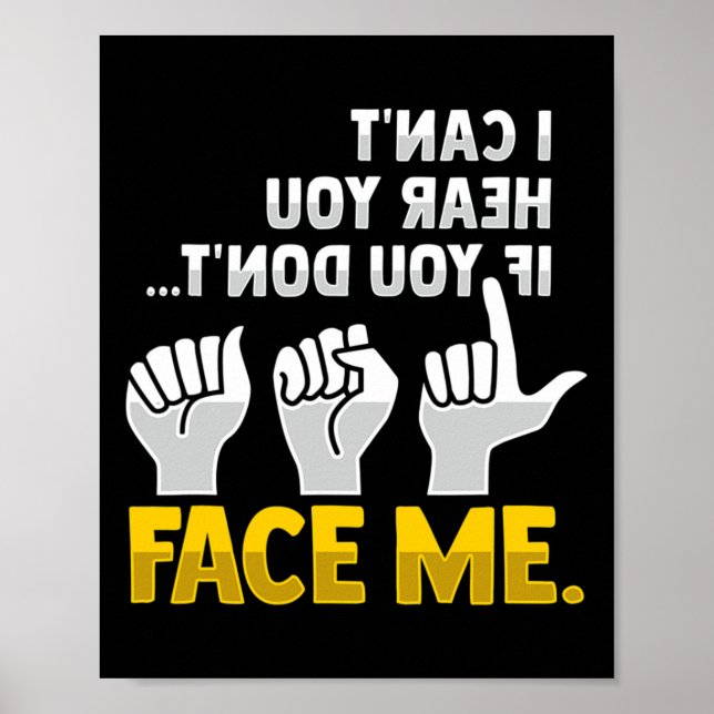 Poster Lip Lendo ASL Gesto de Mão surdo Ausente Audição P (Frente)