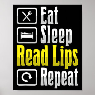 Poster Lip Lendo ASL Gesto de Mão surdo Ausente Audição P