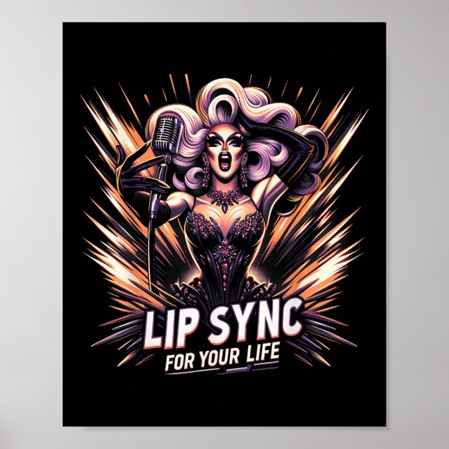 Poster Lip Sync Para Sua Vida Arraste O Gráfico Da Rainha (Frente)