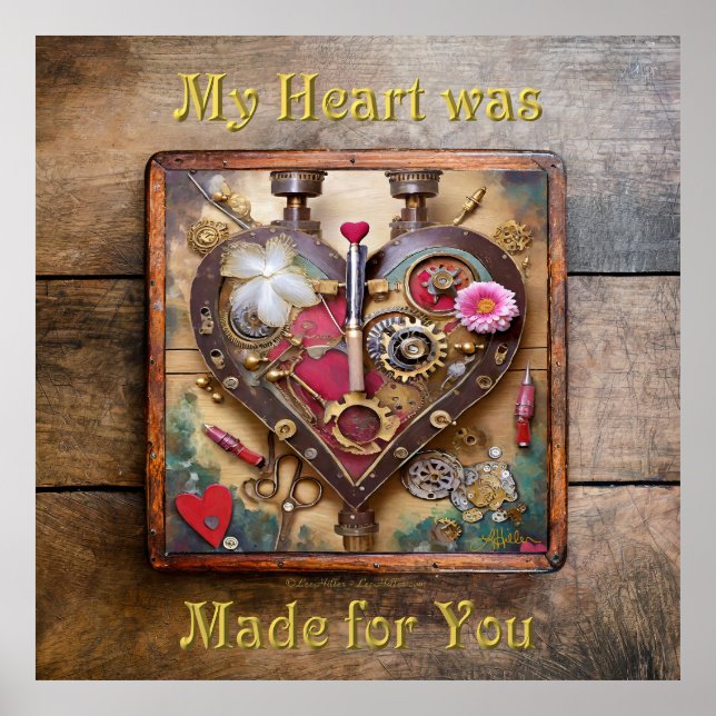 Poster Lipstick Flores Heart Steampunk Series (Frente)