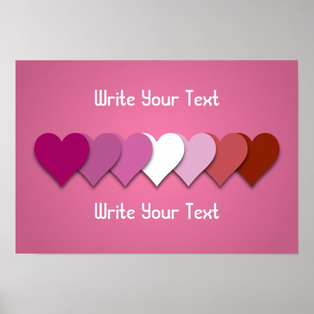 Poster Lipstick lesbian pride hearts with custom text (Frente)