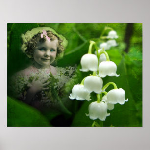 Póster Lírio do buquê branco doce da flor de Bell do va
