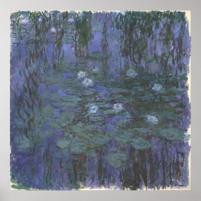 Poster Lírios de água azul de Claude Monet (Frente)
