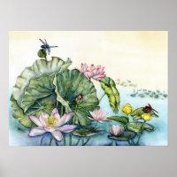 Lírios de água japoneses e Flores de Lotus