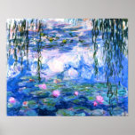 Poster Lírios de Água Rosa Monet<br><div class="desc">Um poster de água cor-de-rosa monet com lírios de água cor-de-rosa lindos flutuando em um lago azul calmo com almofadas de lírios. Um presente de Monet excelente para fãs do impressionismo e da arte francesa. Inimpressionismo sereno na natureza com lindas flores e paisagem de lagoas cênicas.</div>