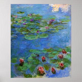 Póster Lírios de Água Vermelha, Claude Monet