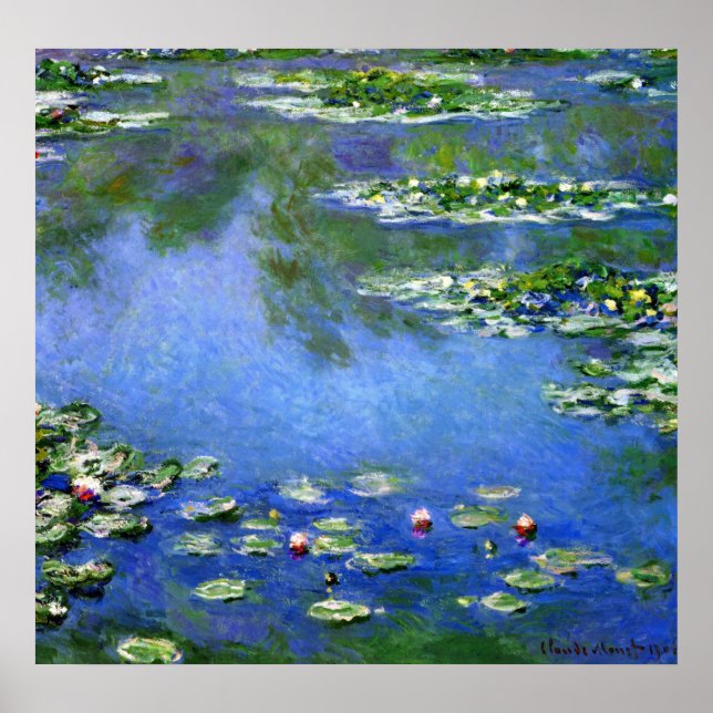 Póster Lírios de Claude Monet, Vintage Fine Art (Frente)