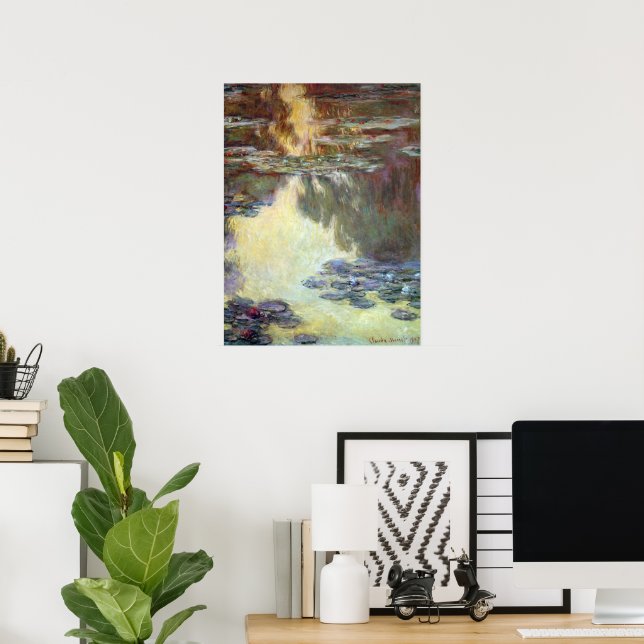 Póster Lírios de Claude Monet, Vintage Fine Art (Escritório em casa)