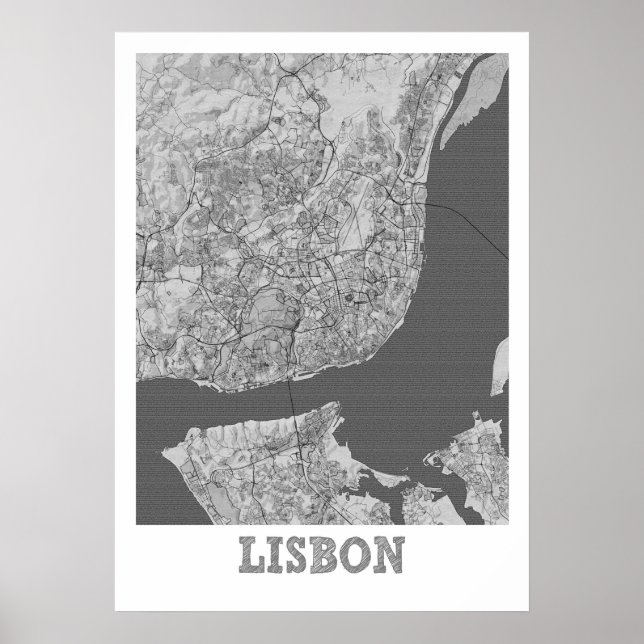 Poster Lisboa - Mapa da Cidade do Lápis de Portugal (Frente)