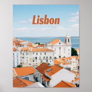 Poster Lisboa Portugal Atlantic beija Telhados Vermelhos