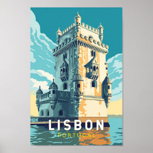 Poster Lisboa Portugal Belem Torre Viagem Art Vintage