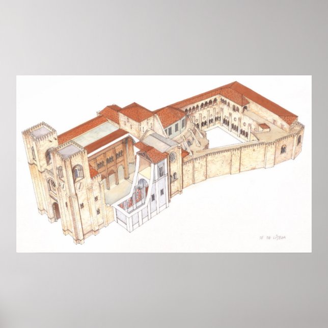 Póster Lisboa Portugal. Catedral (Frente)