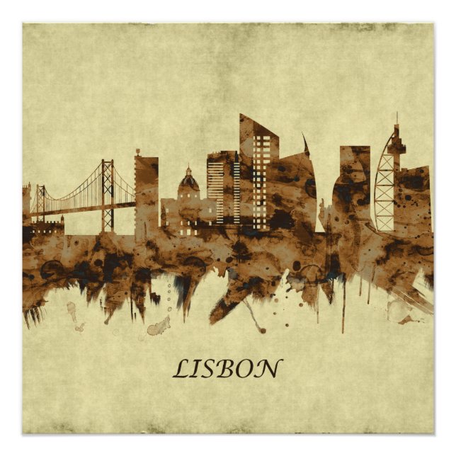 Póster Lisboa Portugal Cityscape (Frente)