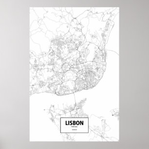 Póster Lisboa, Portugal (preto no branco)