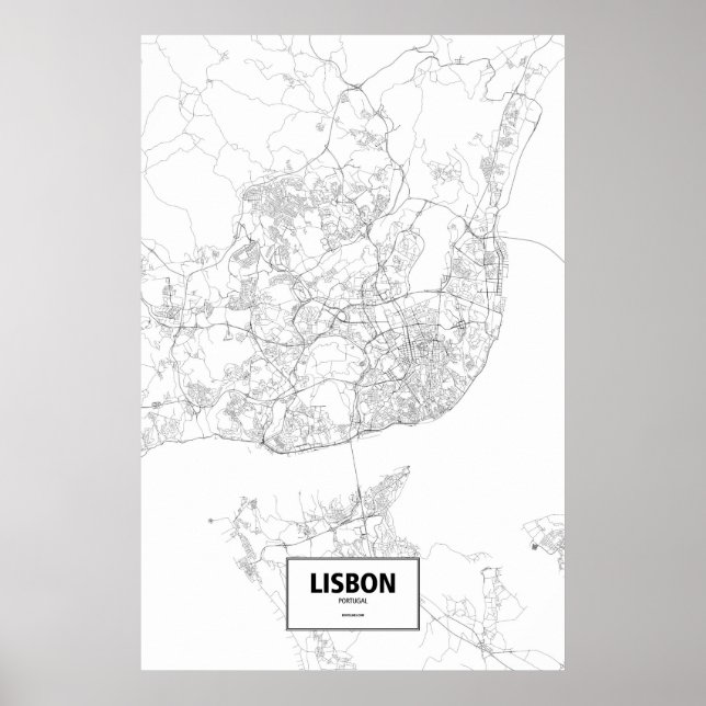 Póster Lisboa, Portugal (preto no branco) (Frente)