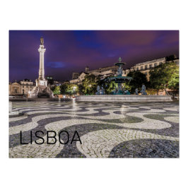 Póster Lisboa Portugal Rossio Square Holiday Souvenir